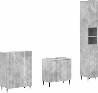vidaXL Juego De Armarios De Ba&ntilde;o De 3 Piezas Zwolle Gris Hormig&oacute;n Vidaxl