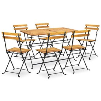 Berkfield Home 7 Piece Folding Outdoor Dining Set Solid Acacia Wood in Brown