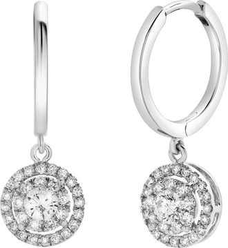 LuvMyJewelry Daphne Pave Round Diamond Drop Huggie Hoop Earrings in 14K Gold in 14K White Gold at Nordstrom