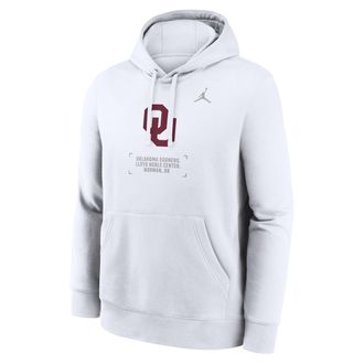 Nike Jordan Oklahoma Club Basketball 2-Hit Nike Mens College Pullover Hoodie in White | NKDK10AOKN-419