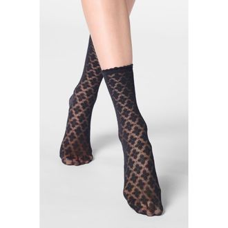 Orobl&ugrave; Lace Crew Socks in Black at Nordstrom