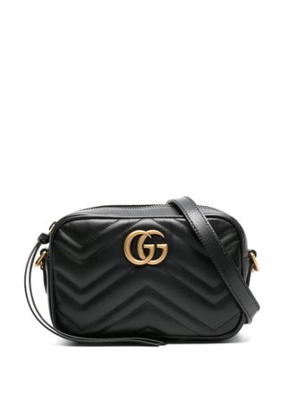 Gucci mini GG Marmont cross body bag - women - Microfibre/Metal/Leather - One Size - Black