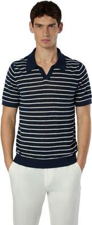 Onia Linen Johnny Polo Sweater in Deep Navy/white at Nordstrom, Size Xx-Large