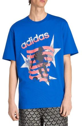 adidas Archive Football Stars Graphic T-Shirt in Power Blue at Nordstrom, Size Xx-Large
