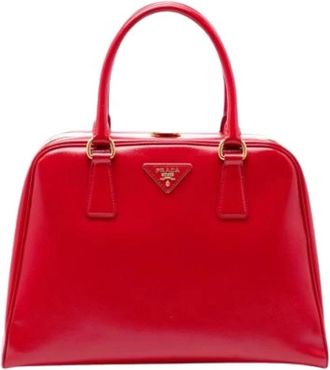 Prada Pre-owned Pyramid Frame Handbag - Dames - Vintage Handtas - Rood - ONE Size - Leer - Vintage
