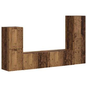 vidaXL Conjunto De Mueble De Tv Montaje En La Pared 4 Pcs Madera Vieja Vidaxl