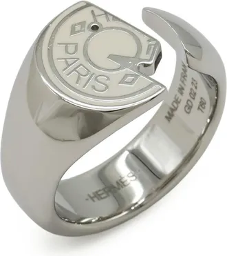 Herm&egrave;s Silver Ivory Metal Band Ring (Pre-Owned)