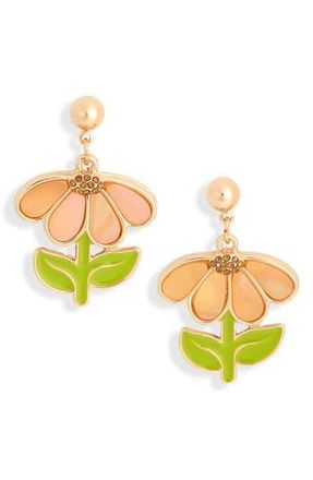 Leith Spring Daisy Drop Earrings in Pink Multi- Gold at Nordstrom Rack