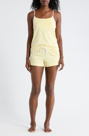 Calvin Klein Stretch Cotton Camisole & Shorts Pajamas in Logo Grid French Vanilla at Nordstrom Rack, Size X-Large