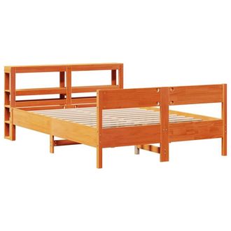 Berkfield Home Decorative Bed Frame without Mattress Wax Brown 120x200 cm Solid | Size: Small Double