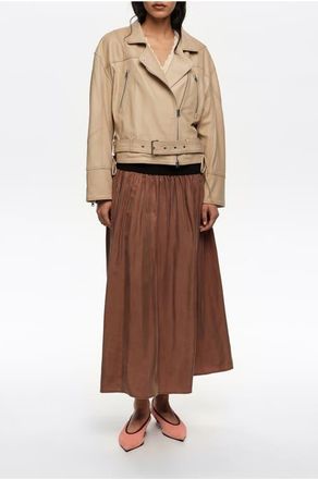 Bimba & Lola Cupro Flared Skirt in Washed Brown at Nordstrom, Size Medium Eu