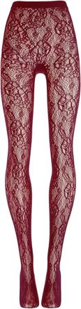 Wolford Grafische Bloemige Panty - Dames - Pantys - Rood - M - Wol - Ondergoed