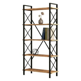 Dmora Estanter&iacute;a Mongiana, Biblioteca 5 Estantes, Instalaci&oacute;n Libre, Tono Roble, 90x34x180h Cm Marr&oacute;n Roble