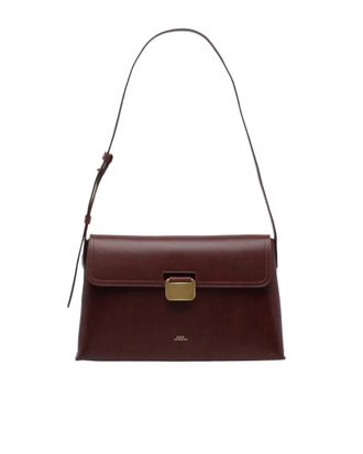 A.P.C. Burgundy Leather Gold Clasp Shoulder Bag