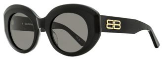 Balenciaga BB0235S Distressed-Finish Oval Sunglasses - Black