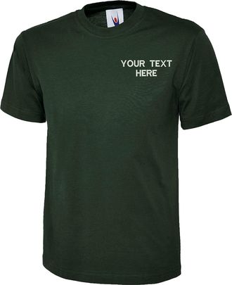 Generic Personalised Embroidered Your Text Classic T-Shirt UC301 Unisex Adult Casual Workwear Partywear Best Gift Tee Top (Bottle Green, 4XL)