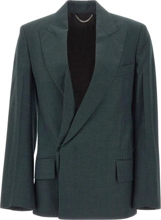 Victoria Beckham Olie Blazer - Dames - Blazers - Groen - 2XS - Katoen - Jassen
