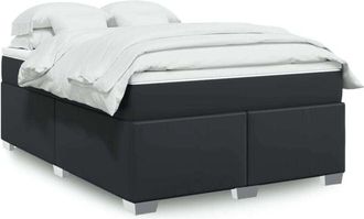 vidaXL Vidaxl - Cama Box Spring Con Colch&oacute;n Cuero Sint&eacute;tico Negro 140x200cm