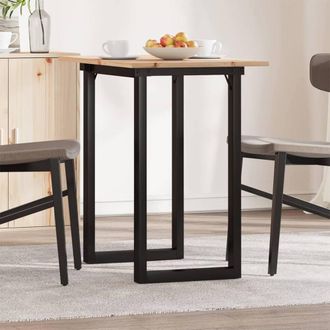 Berkfield Home Dining Table O-Frame 80x50x75 cm Solid Wood Pine & Steel in Brown | Size: 80 x 50 x 75 cm