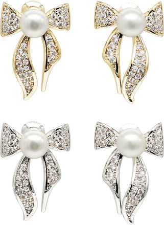 Classicharms Freshwater Pearl Butterfly Stud Earrings Set
