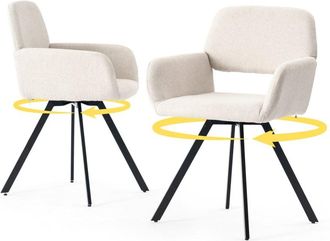 Urban Meuble Juego de 2 sillas de comedor giratorias escandinavas en tela beige