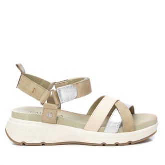 Xti Womens Leather Sandals In Kakhi