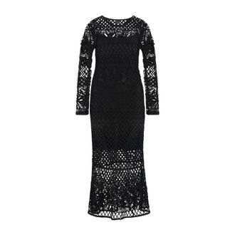 Pinko Pinko - Openwork Knit Long Dress - Dames - Jurken - Zwart - Maat: M Viscose