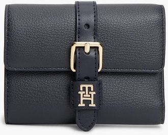 Tommy Hilfiger Womens Buckle Monogram Trifold Wallet - Space Blue