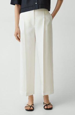 Theory City Pleated High Waist Wide Leg Pants in Ivory at Nordstrom, Size 10