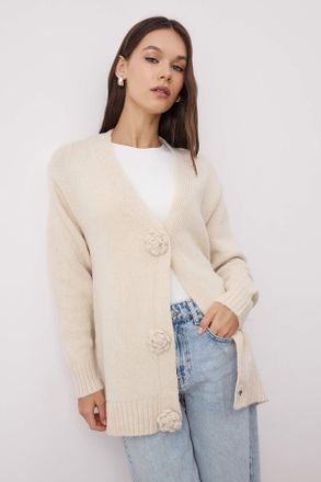 Trendyol Modest Dames Beige Effen Lang Oversized Modest Vesten