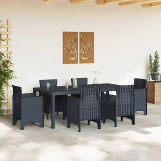 Berkfield Home Garden Table Anthracite 200x100x73 cm Poly Rattan in Charcoal | Size: 200 x 100 x 73 cm