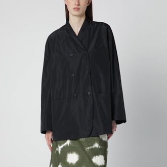 Prada Black double-breasted technical taffeta jacket