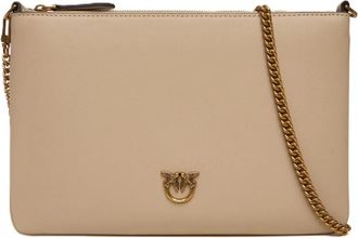 Pinko Love Birds Schoudertas - Dames - Clutches - Beige - ONE Size - Katoen - Tassen