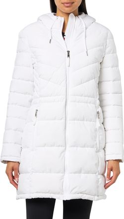 Tommy Hilfiger Womens Every Day Essential Long Lightweight Coat Packable, White, XL