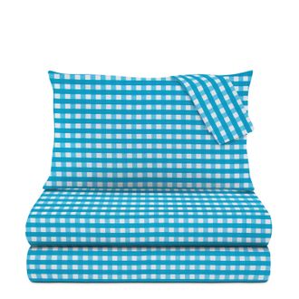 KASANOVA Completo letto matrimoniale quadri azzurri