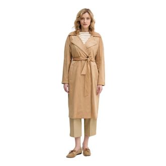 Benetton Jassen, Dames, Beige, XS, Su&egrave;de, Trenchcoat met ceintuur van su&egrave;de-look