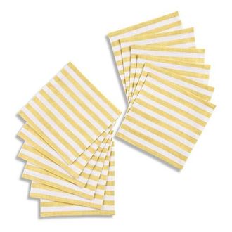 Solino Home Linen Cocktail Napkins - Amalfi Stripe, 6 x 6 in Primrose Yellow And White at Nordstrom, Size Small