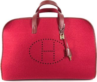 Herm&egrave;s Red Color Felt Leather Boston Bag (Pre-Owned)
