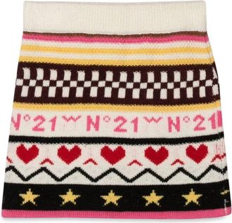 N&deg;21 Jacquard Knit Wool Skirt - Multicolor