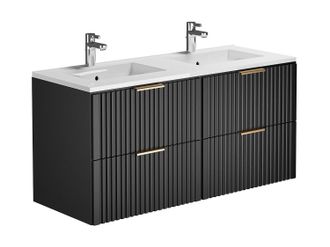 Vente-Unique Mueble de ba&ntilde;o suspendido bajo lavabo- Negro - 120 cm - ZEVARA