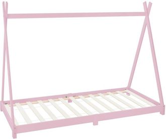 ML Design Ml-design - Letto Singolo per Bambini e Bambine 90 x 200 cm in Legno di Pino Massiccio Rosa Design Tepee con Rete Telaio a Doghe Lettino Basso a