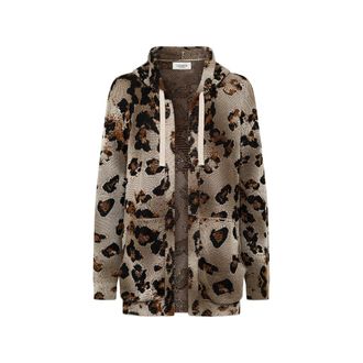 Laneus Leopard-print Hooded Cardigan