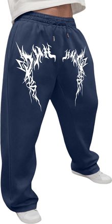 Generic Mens Fleece Lined Joggers Straight Leg Joggers ElasticWaist Sweatpants Thickened Thermals Tracksuit Bottoms Solid-Coloured Thermal Trousers Comfortabl