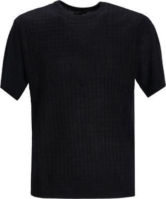 Emporio Armani T-shirt a maniche corte in maglia fine - Nero