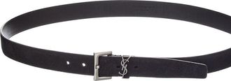 Saint Laurent Cassandre Suede Belt