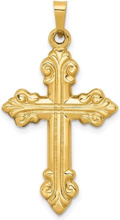 Diamond2Deal 14k Yellow Gold Polished Cross Budded Pendant