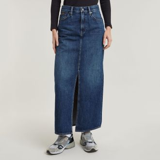 G-Star Maxirock G-STAR Viktoria Long Skirt wmn, Damen, Gr. 27, blau (worn in waterspouts), Web, Obermaterial: 100% Baumwolle, straight fit lang, R&ouml;cke Maxiro