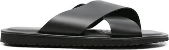 Geox Erice cross-strap leather sandals - men - Rubber/Calf Leather (top grain)/Calf Leather - 40 - Black