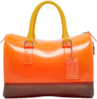 Furla Shopper met logo-reli&euml;f - Oranje