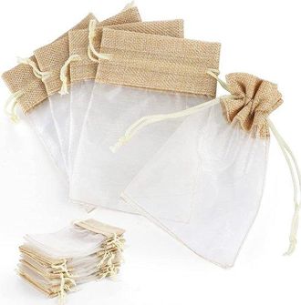 OEM Bolsas De Regalo Con Tela De Yute, 30 Bolsas De Organza, Bodas 10x15cm, Bolsas Reutilizables Con Cord&oacute;n Para Rellenar Para Cumplea&ntilde;os, Dulces